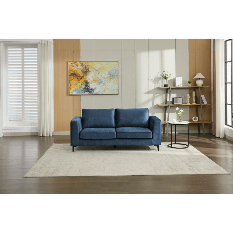 Carmen Modern Upholstered Sofa, Blue, 3