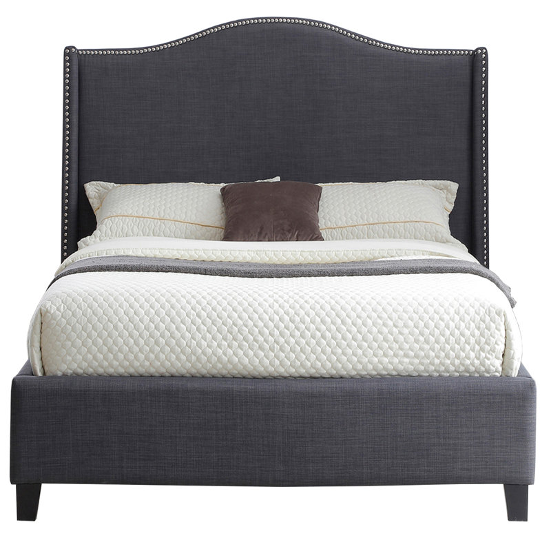 Hampton  Wingback Bed, Linen, Charcoal, Queen