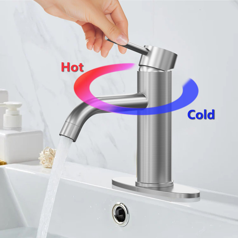 Brushed Nickel Stainless Steel Single Handle Bathroom Faucet
