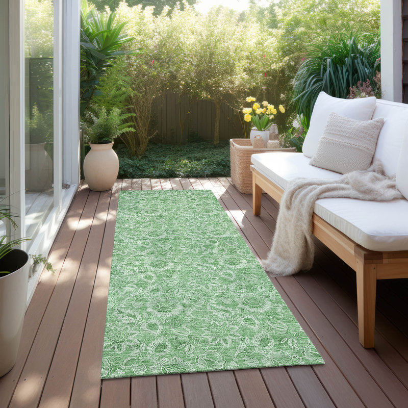 Washable Floral Indoor / Outdoor Rug, Runner 2'3" x 7'6"