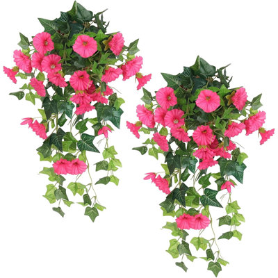 Artificial Flower, Artificial Petunias For Home Decor, Artificial Morning Glories, Artificial Petunias For Outdoor And Indoor, Pack Of 2 Plastic Flower Faux Plant Soft Greenery Decoration Indoor Balcony Courtyard Party Wedding