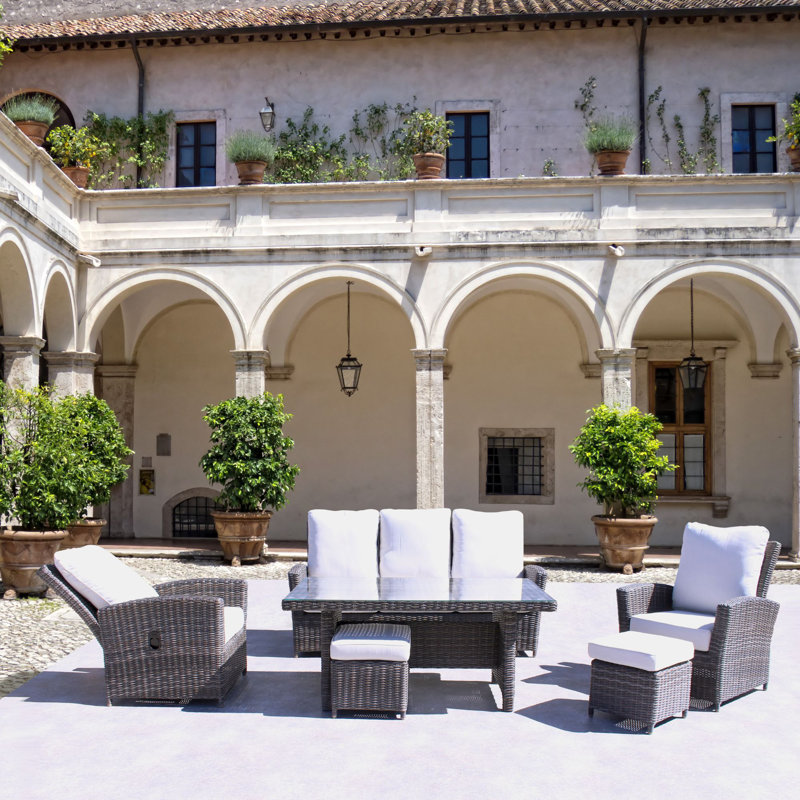 Teak 5 - Person Patio Conversation Sets with Cushions