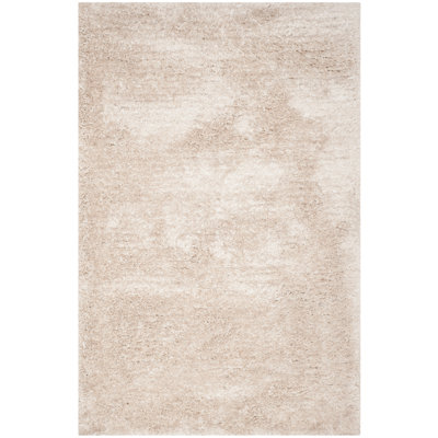 Tapis à poil long champagne fabriqué à la main Delane