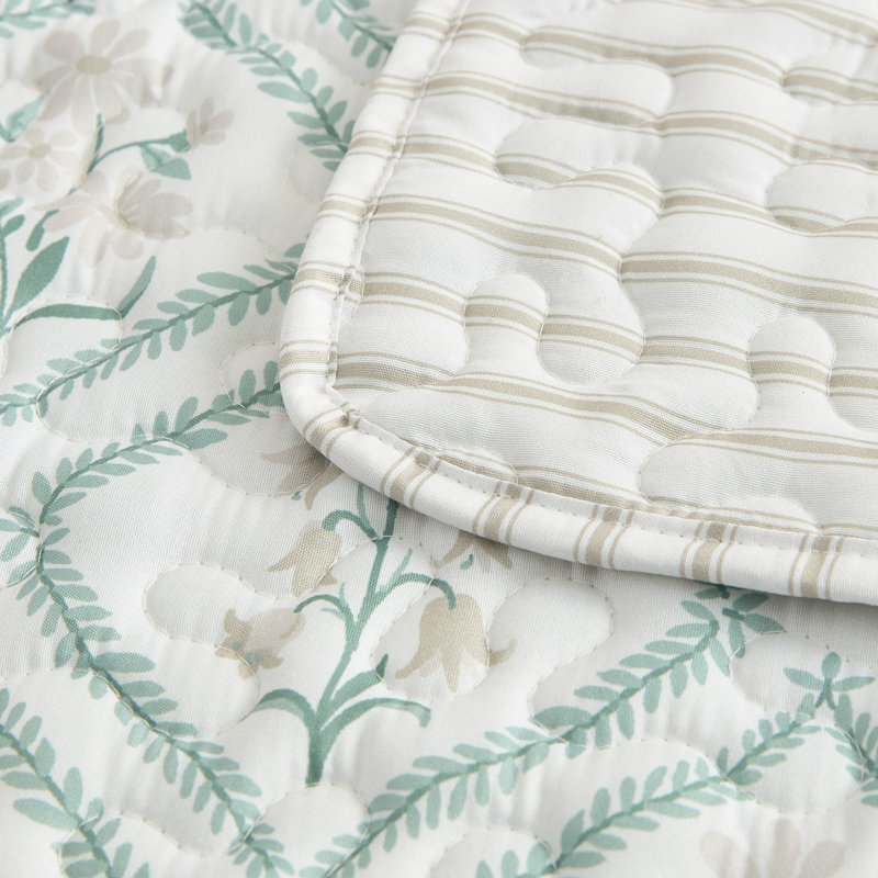 Ensemble de courtepointe réversible verte Martha Stewart Costa, Lit simple