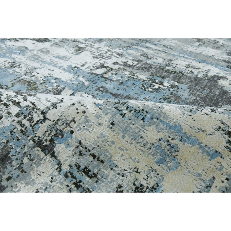 Abstract Area Rug in Gray/Light Blue/Ivory