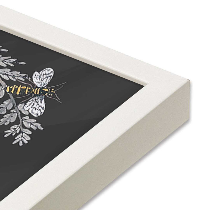 «Bee Inspired by Deb Strain», reproduction d'art, L 36 x H 36, Impression encadrée, Blanc