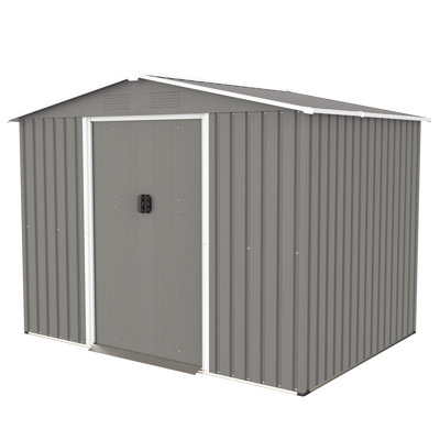 8X6 Ft Outdoor Tool Storage Shed With Metal Foundation & Lockable Doors,  All Weather Metal Sheds For Garden, Patio, Backyard, Lawn, Gray