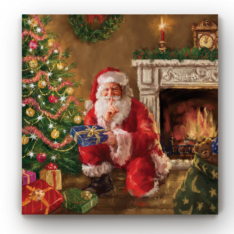 Père Noël secret - reproduction sur toile tendue, H 40 po x l 40 po x P 1,5 po