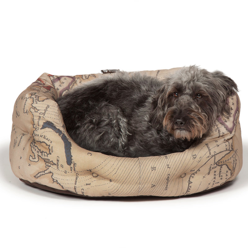 Vintage Maps Polyester Pet Bed, X-Large (89 cm L x 68 cm W)