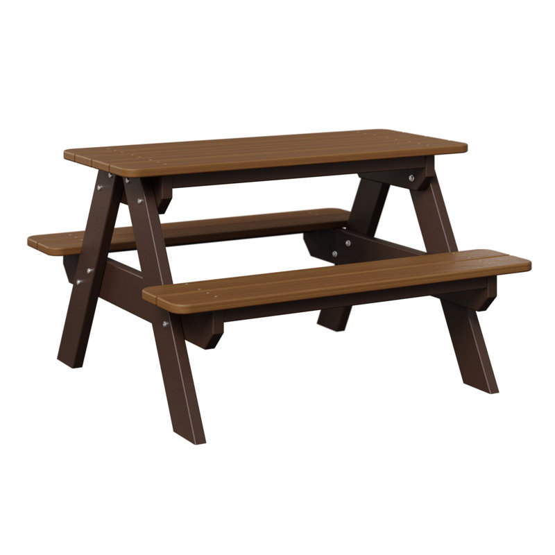 Table de pique-nique rectangulaire pour enfants Berlin Gardens, Natural Teak Top/Chocolate Brown Base