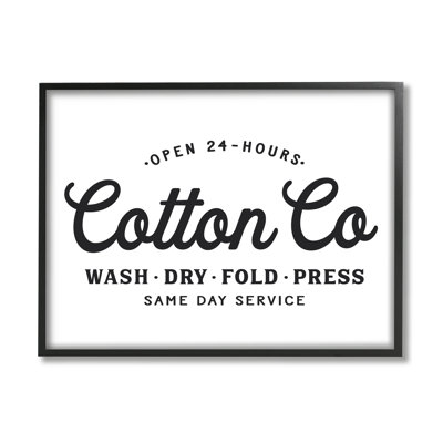 24 Hour Cotton Co. Laundry Same Day Service by Lettered And Lined - Floater Frame Print