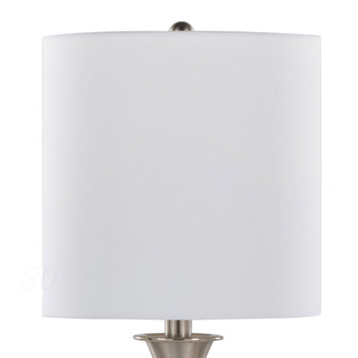 Sawyer 25" Contemporary Metal Table Lamp In Brushed Nickel With White Linen Shade And Built-In USB Port From Grandview Gallery By  - Set Of 2