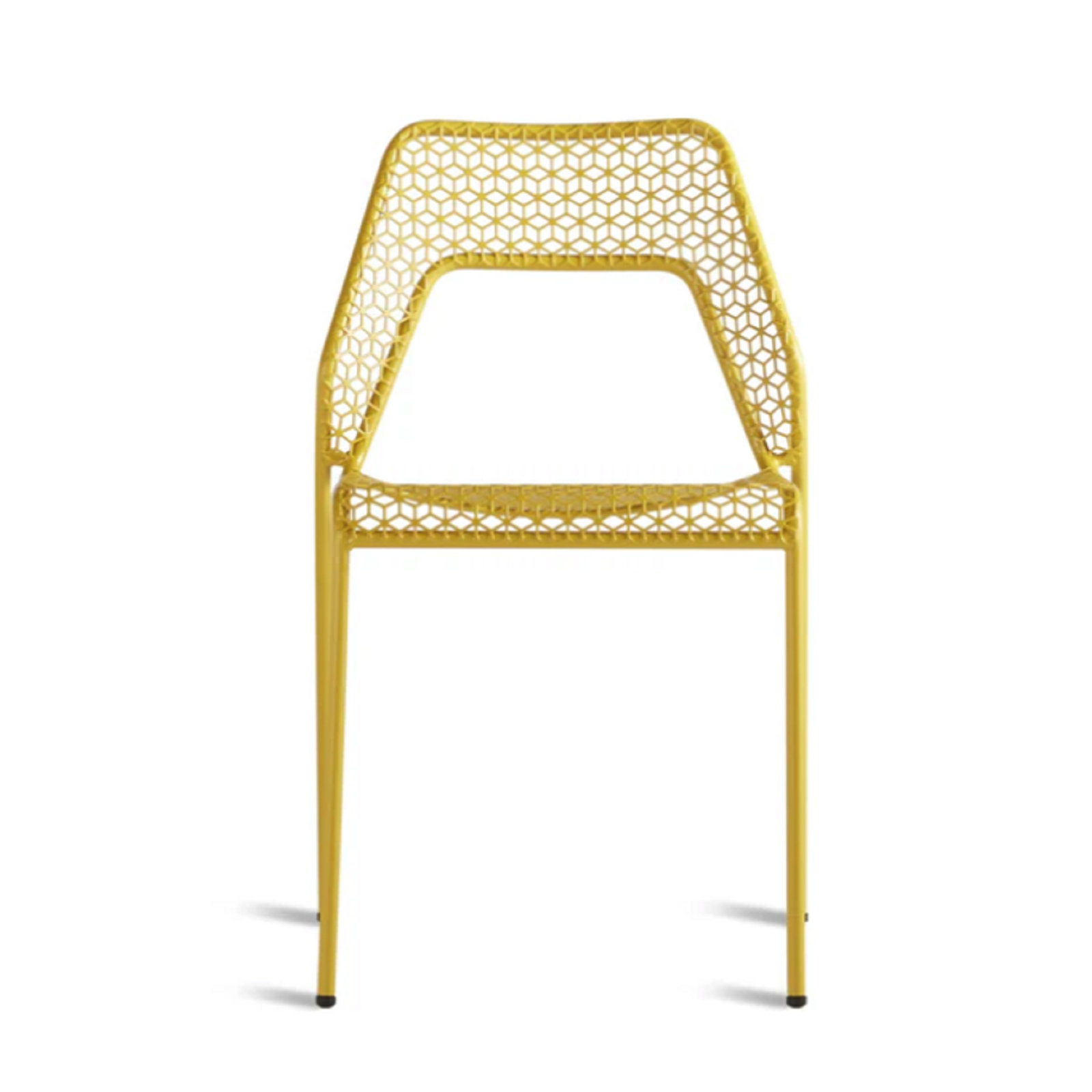 Hot Mesh Premium All-Weather Wicker Outdoor Stacking Dining Side Chair, Natural Yellow