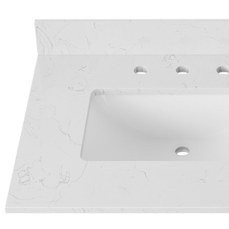 Carrara 43-in White Engineered Marble Vanity Top with Undermount Sink