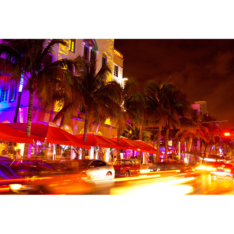 Ocean Drive At Night by Poladamonte - Wrapped Canvas Print, 30cm H x 46cm W x 3.8cm D