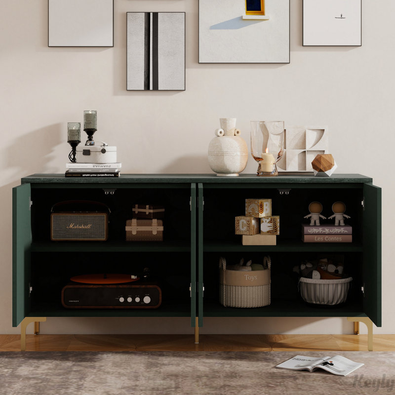 Buffet 4 portes avec rangement, Vert olive