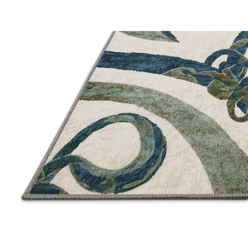 Machine Washable Gray Area Rug, Rectangle 7' x 10'