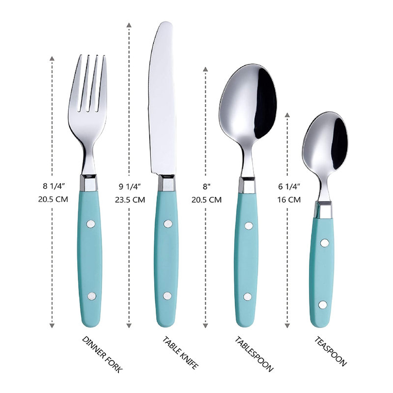 Latitude Run® Blimi Stainless Steel Flatware Set - Service for 6, Turquoise