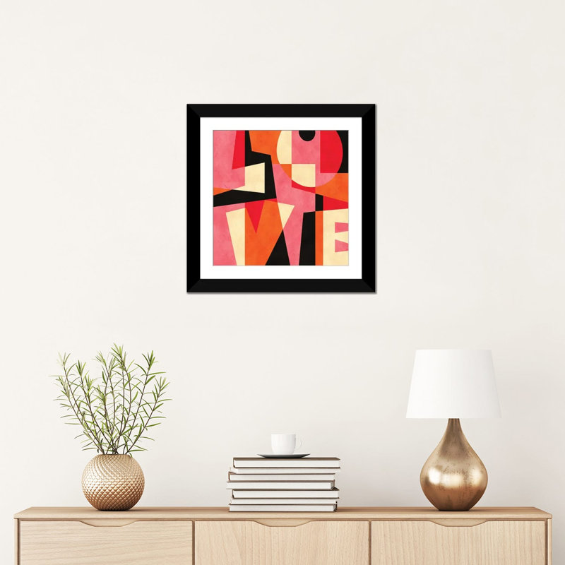 « love », impression sur toile, Papier d'art encadré noir, H 16 po x l 16 po x P 1 po, Blanc