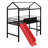 Twin Size Metal Loft Bed With Guardrails And Two-Sided Writable Chalkboard, House Bed With Slide, Roof For Kids,Teens-123140286