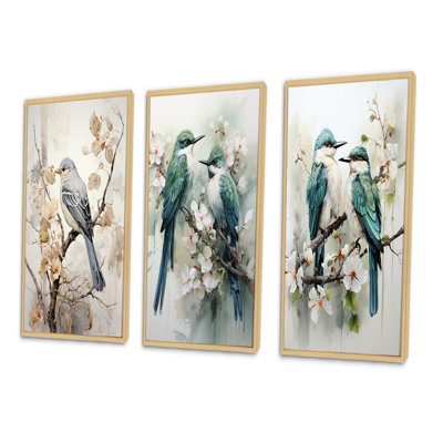 «Bird Silent Watcher», 3 pièces sur toile