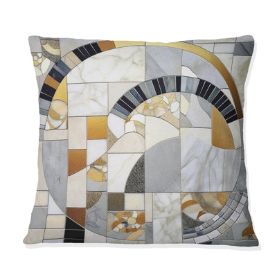 Grey And Yellow Mosaic IV - Abstract Shapes Printed Throw Pillow