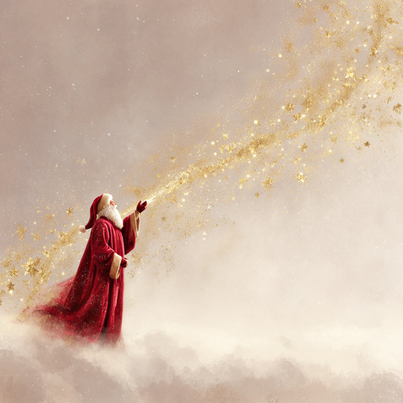 «Santa in Golden», art mural sur toile tendue, H 20 po x l 20 po