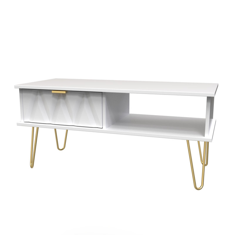 Diamond 1 Drawer Coffee Table, White