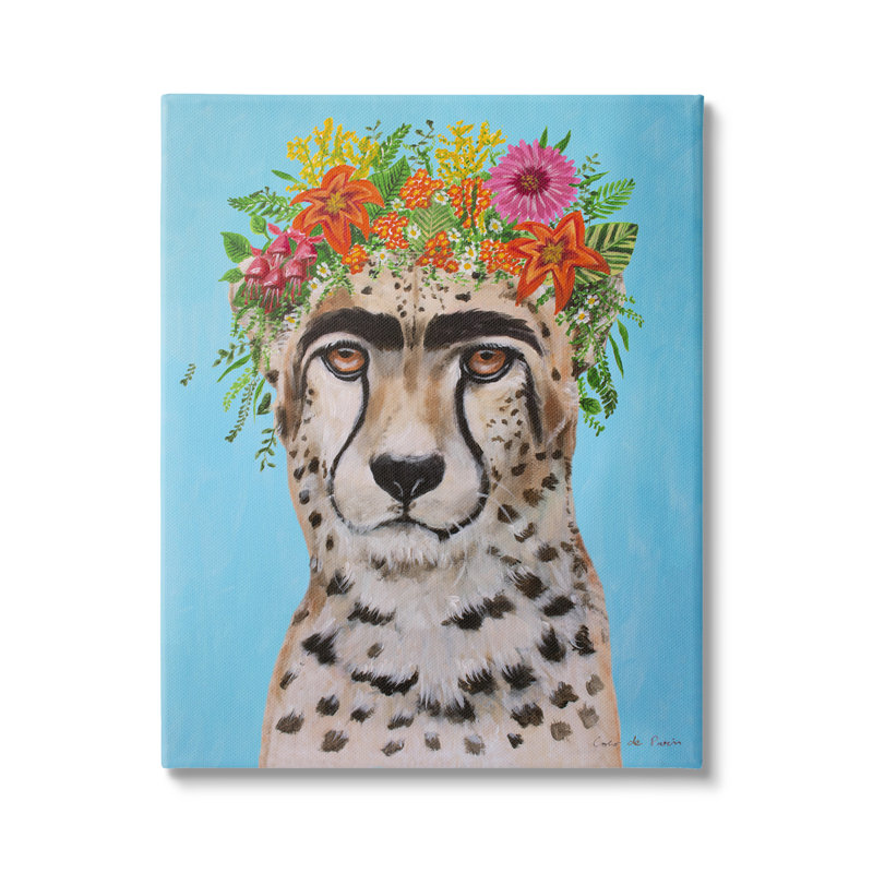 Fleuri, portrait de guépard, léopard, maquillage, par Coco de Paris - impression, Toile tendue, H 20 po x l 16 po x P 1,5 po