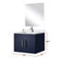 Meuble-lavabo simple bleu marine l 24 po x P 22 po, comptoir en quartz blanc, miroir et robinet 18 po