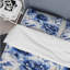 Ensemble de housse de couette beige et bleu à motif damassé Dahlia II-1394834872