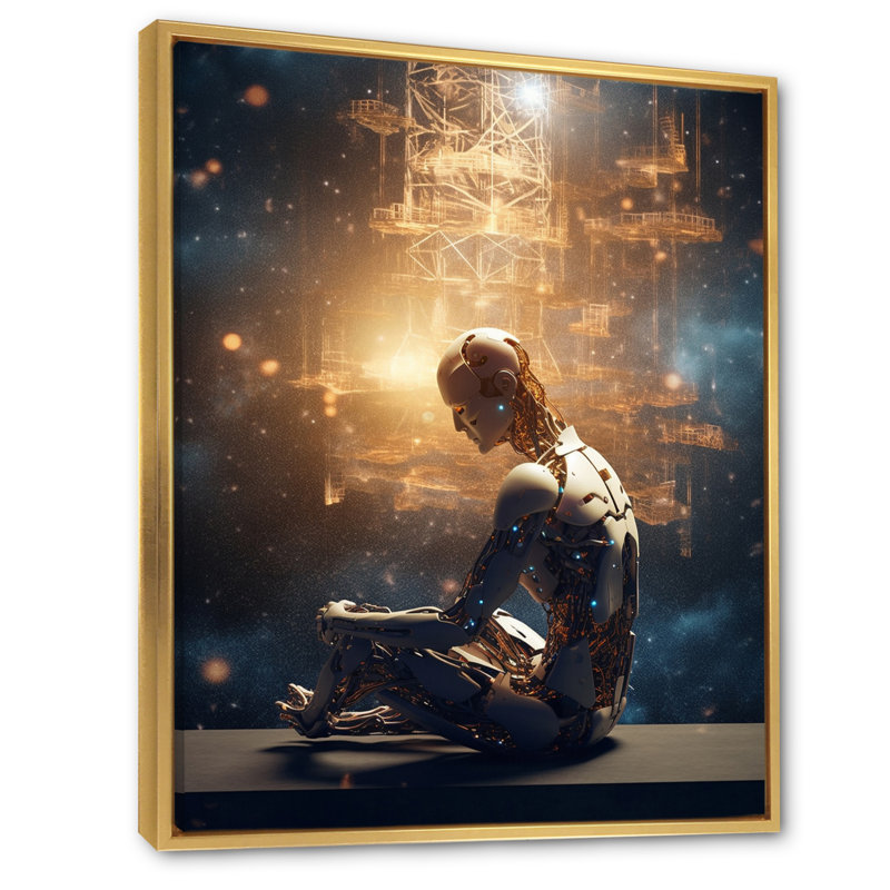 A.I. «Robot Vision I» sur toile, Cadre flottant doré, 20" H x 12" W