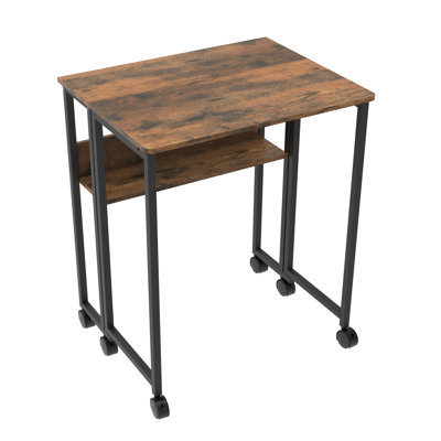 Space-Saving Folding Computer Desk with Wheels and Storage Shelf – Compact Home Office Table – Sturdy Workstation – Adjustable, Easy to Assemble – Ideal for Bedroom or Study