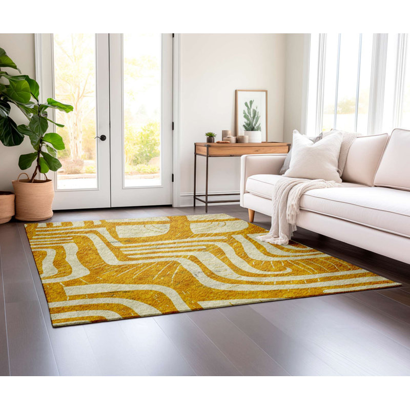 High-Quality Area Rug, 5.9 x 9.2 Feet, 60% Cotton / 40% Polyester | Non-Slip Cotton Underside, Machine Woven, Digital Print, No Pile | Total Thickness: 0.3 inches, Easy to Clean, Perfect for Living Room & Bedroom Decor
