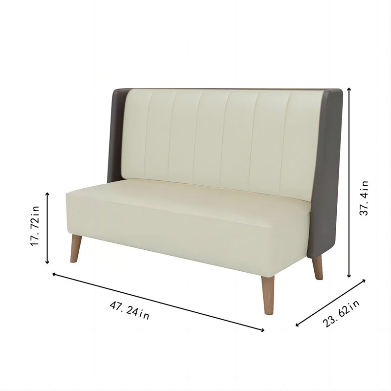 Ensemble de 2 banquettes restaurant en similicuir, Gris/beige