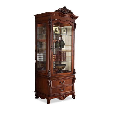 Maroon Solid Wood+Glass Display Cases