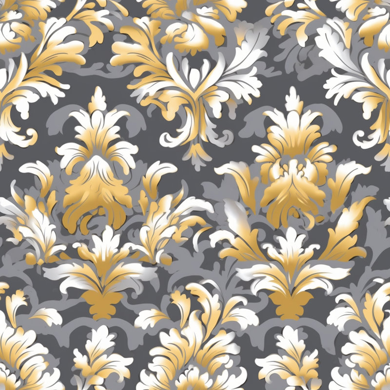 Polyester Comforter, Gold/Silver Damask, King Comforter