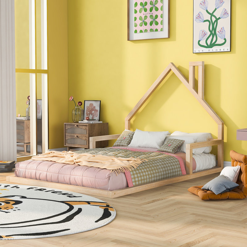 Lit plateforme Wood, Naturel, Double