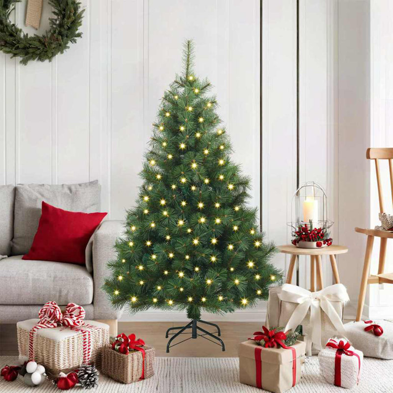 Artificial Christmas Tree with 150 LEDs Green PE and PVC, 3.94' H