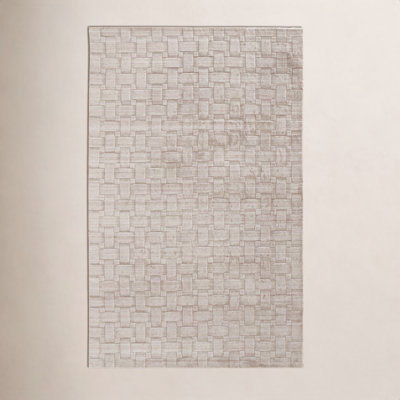 Shanta Beige Hand-Woven Geometric Viscose Rug