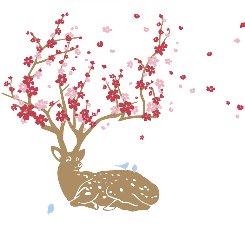Non-Wall Damaging Wall Decal, Brown/Red/Pink, 22" H x 19" W x 0.01" D