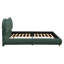 Très grande base de lit tapissier plateforme avec tête de lit arrondie à coins arrondis, lattes en bois, pieds en bois de chêne massif, tissu chenille, aucun sommier requis, assemblage facile, vert olive-850349271