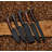 Kitchen Knife Set Hand Forged Carbon Steel Rose Wood Handle 5 Pcs Collection