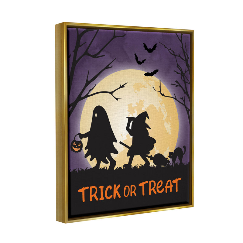 «Trick or traiter Halloween Silhouettes» par Linda Birtel - impression sur toile, H 20 po x l 16 po x P 1,5 po