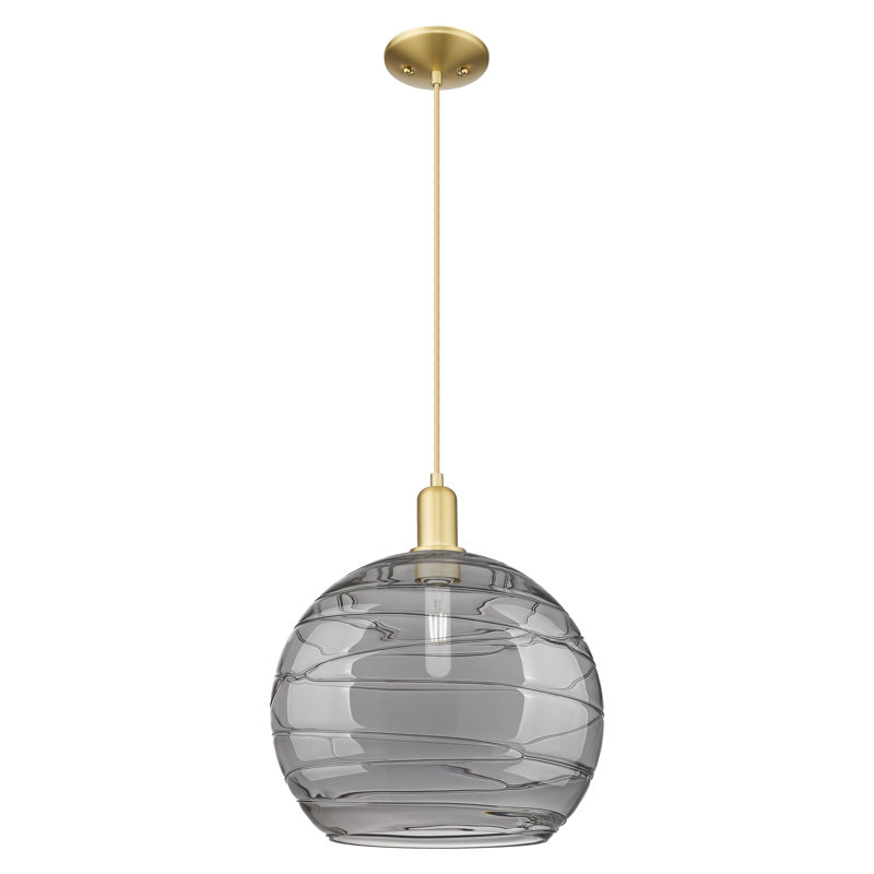 Arcadia - Athens Deco Swirl - Mini-luminaire suspendu à cordon 1 lumière, Or satiné, H 12,13 po x l 13,75 po x P 13,75 po