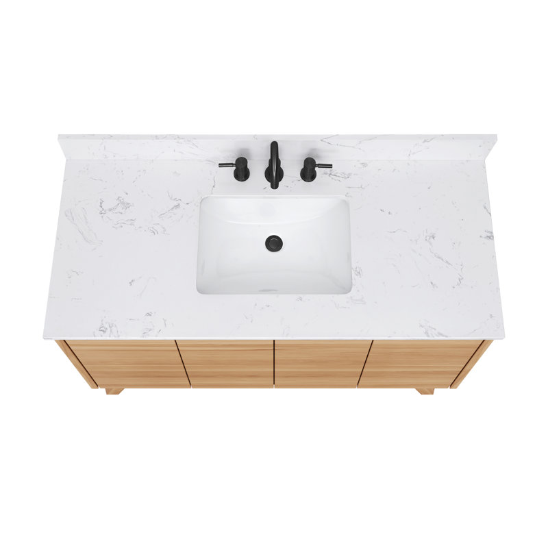 Coventry 49" Natural Teak Bath Vanity with White Stone Top