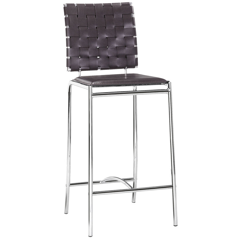 Yashvi Upholstered Counter Stool with Metal Frame, Counter Stool (26" Seat Height), Black