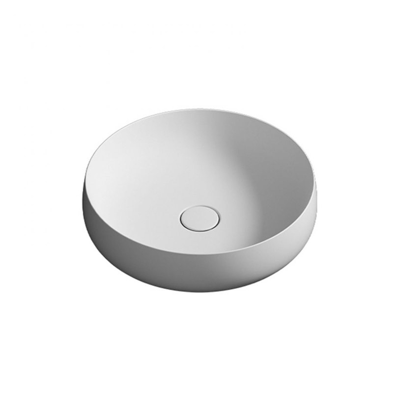 WS Bath Collections Seed 17.7'' Ceramic Circular Bathroom Sink, Matte White, Matte White