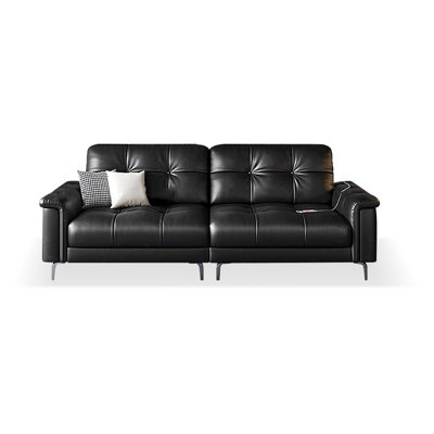 Canapé modulaire noir en cuir véritable