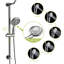 Douche de 25 cm (10 po) - Double pommeau, 5 jets, fixation murale, douchette de tête avec bras et tuyau flexible inclus, montage sur sortie, raccords inclus